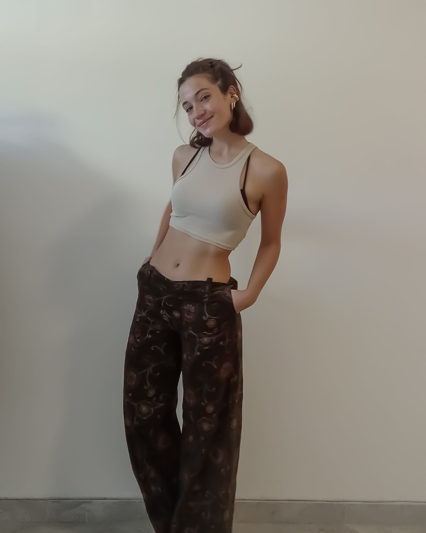 Pantaloni Velluto Ricami