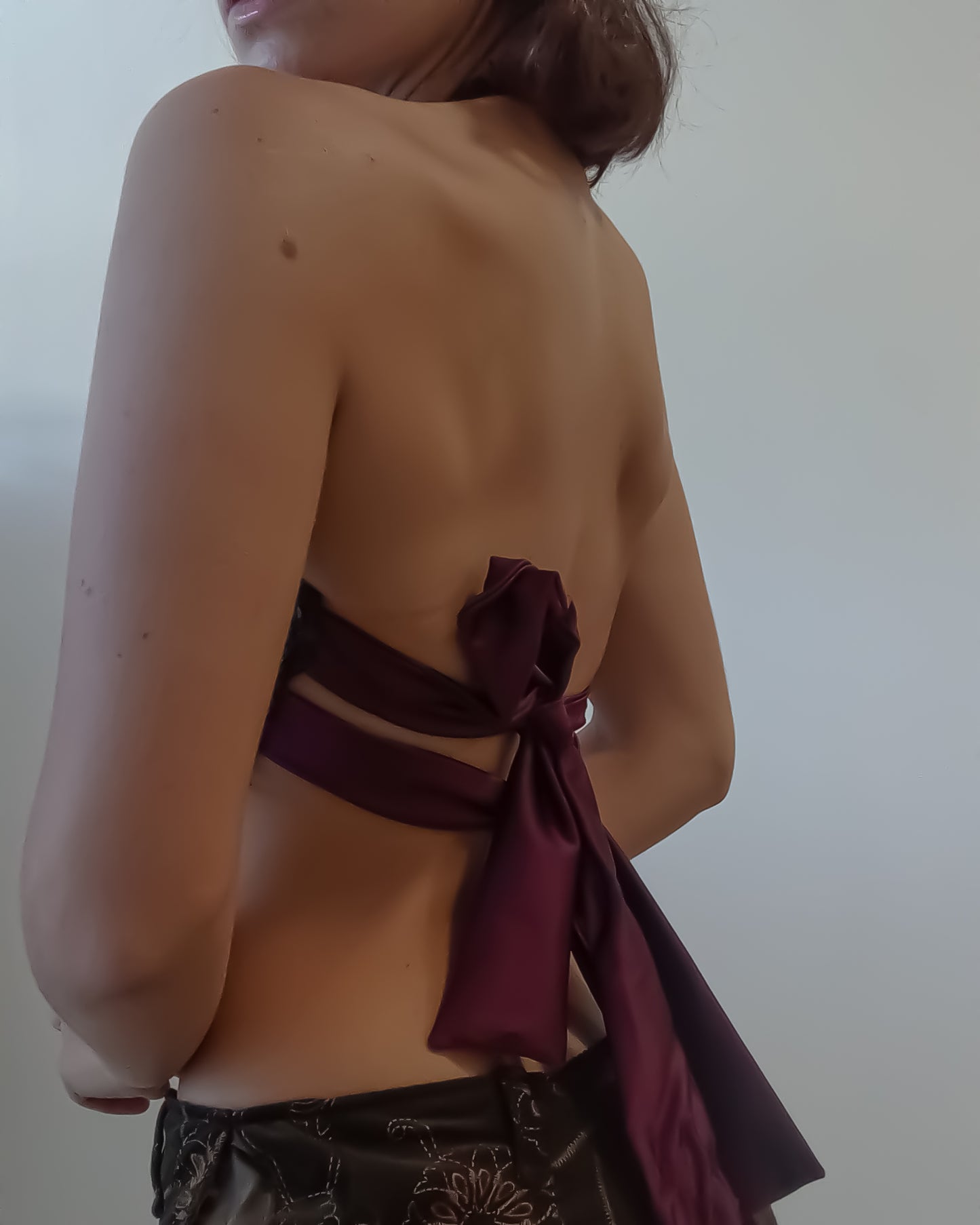 Halter Top Paillettes Marrone